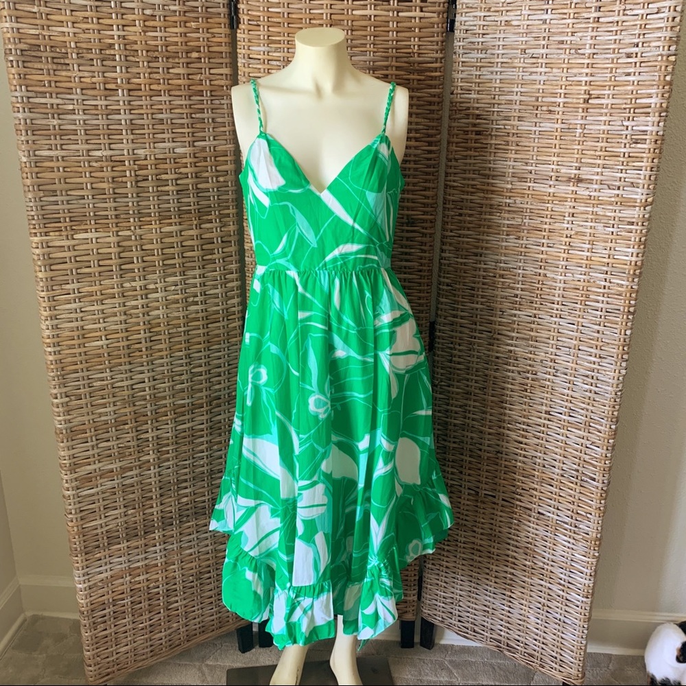Milly Britney Kelly Green Stencil Floral Dress Size 6